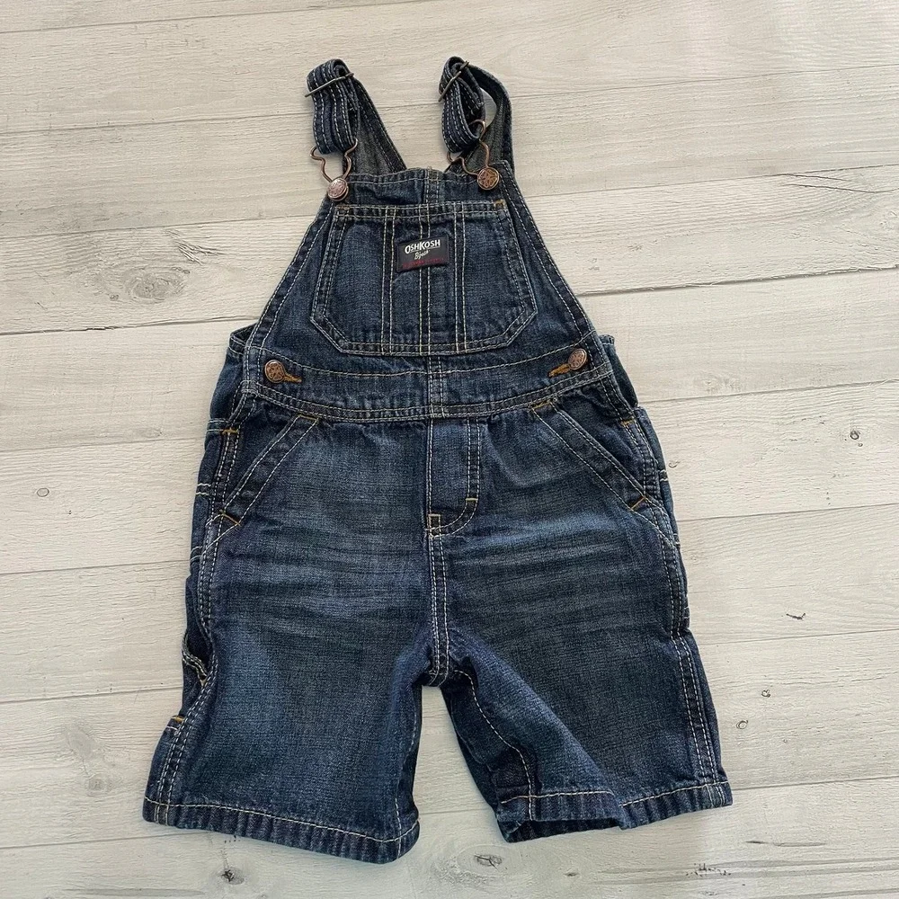 Boys‎ OshKosh B'Gosh baby denim overalls shortalls 24 months